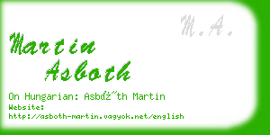 martin asboth business card